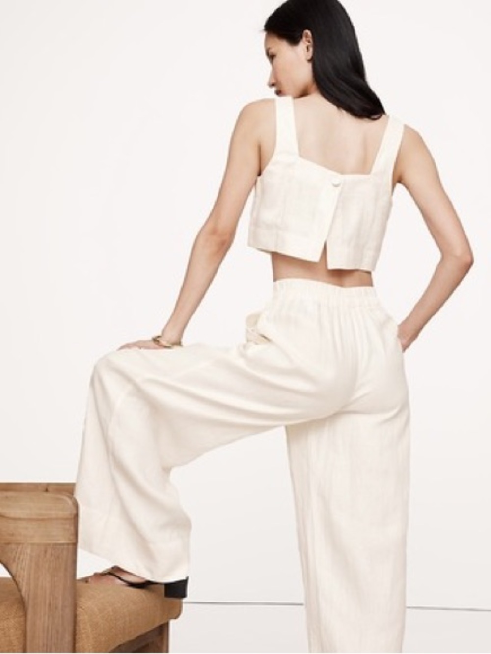 Banana Republic White Linen Square-Neck Crop Top - Picture 5 of 7